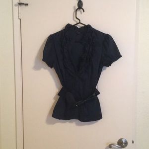 XXI blue ruffled top